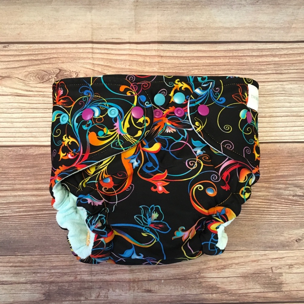 Twinkie tush fusion diaper colorful print fitted cloth diaper